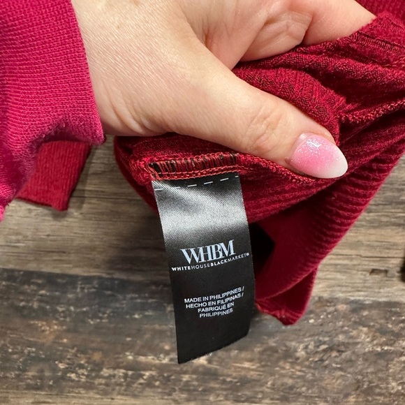 White House Black Market Red V-Neck Sweater Soft Knit - Picture 3 of 5